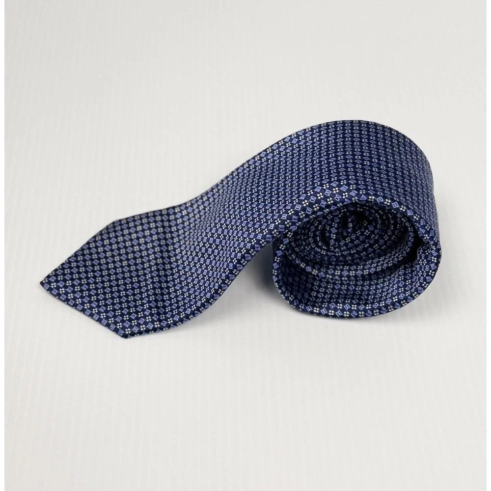 Nordstrom Blue Geometric Pattern Silk Tie Classic Necktie - Picture 3 of 5
